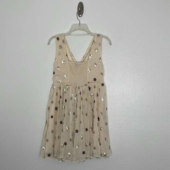Anthropologie Ranna Gill Sequin Star Beige Sleeveless Mini Party Dress Size 0P - Picture 6 of 9